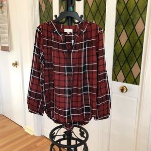 NWT Plaid V-Neck Top